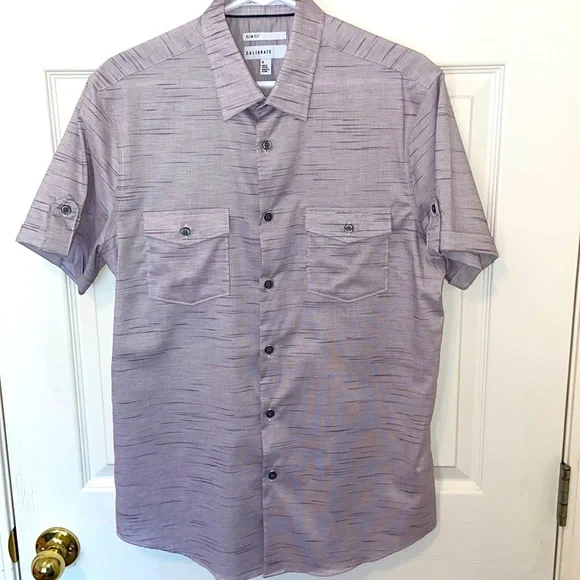 C2 by Calibrate | Shirts | Calibrate Slim Fit Short Sleeve Noniron Purple  Medium | Poshmark
